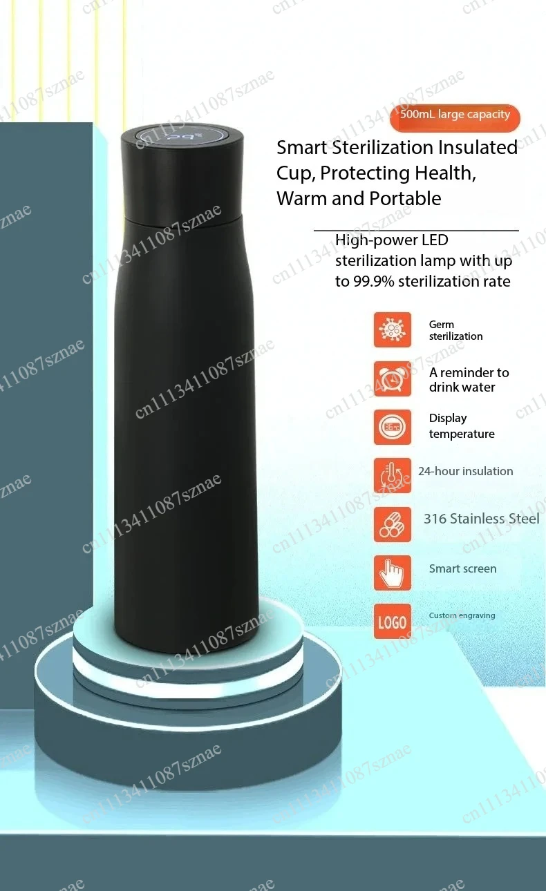 Portable UV Water Purifier with Self-Cleaning Function, Temperature Display Smart Water Bottle for Daily Hydration