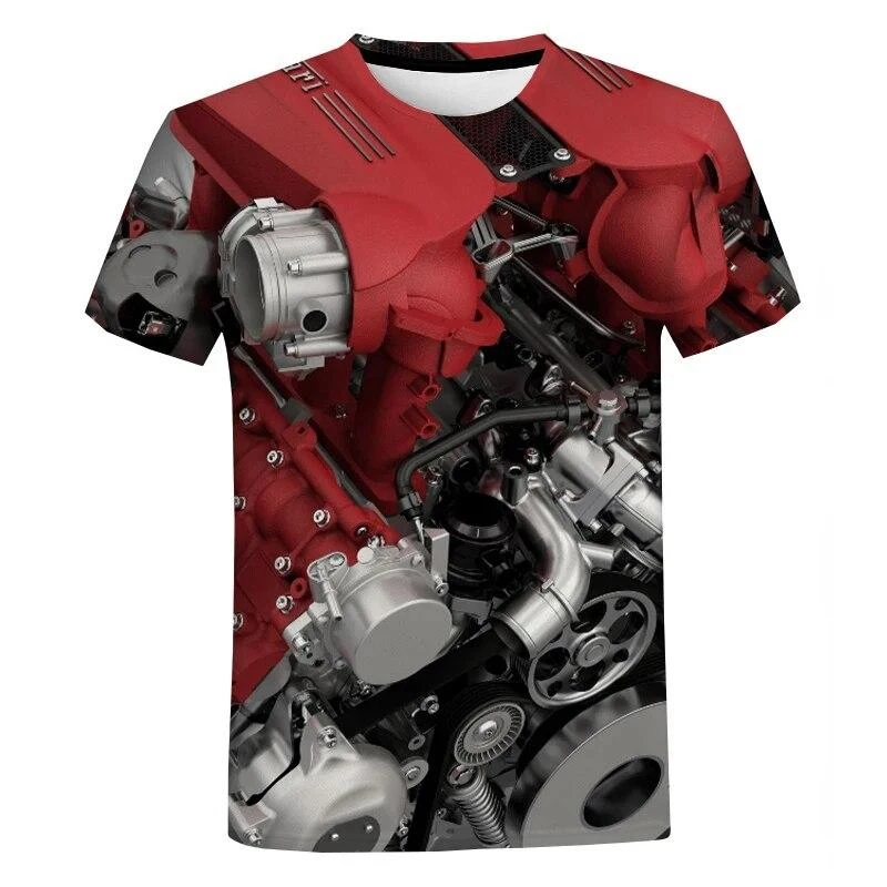 3D Engine Mechanical Print T Shirt Men Fashion Harajuku Style T Shirt Men Kids Summer Streetwear Casual Short Sleeve Tee Tops image 3