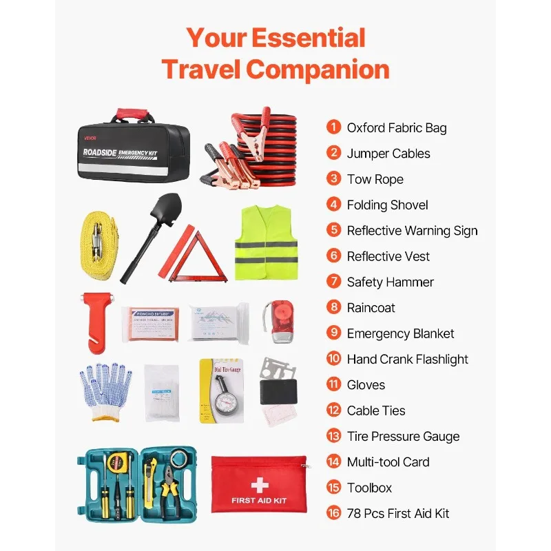 Kit de emergência para carro de 31 unidades com kit de primeiros socorros de emergência médica para veículos