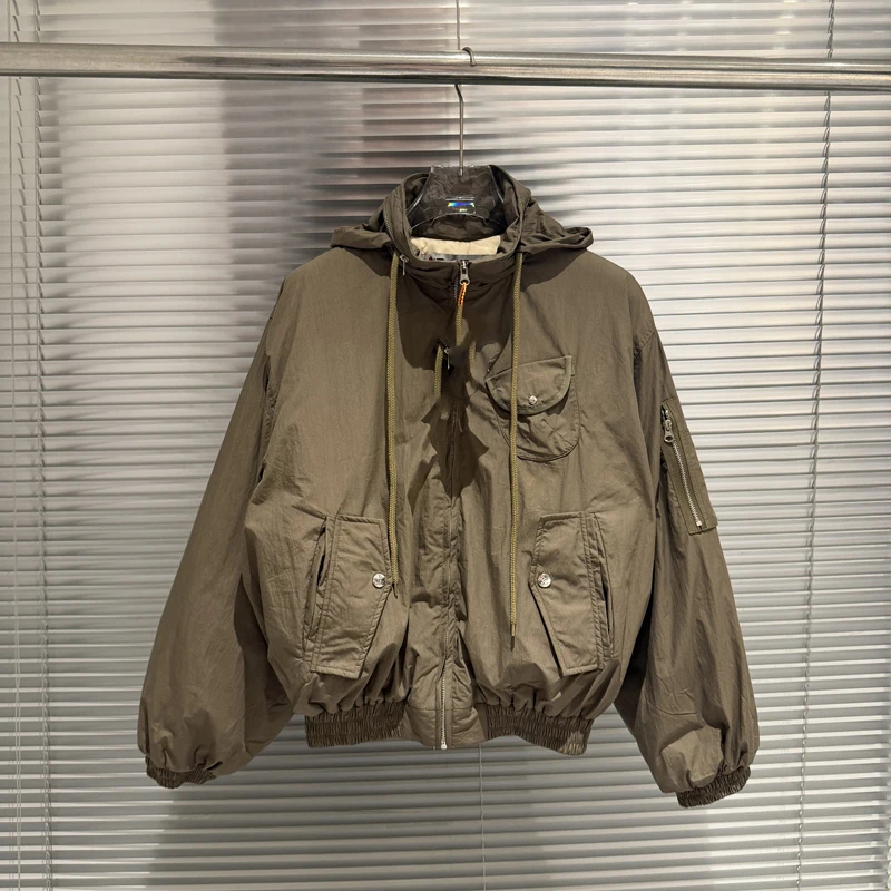 Fashion Vertical Sensing Workwear Pilot Jacket Men Women Zipper Stand Collar Jacket High Quality Casual Lazy Bomber Coat Winter