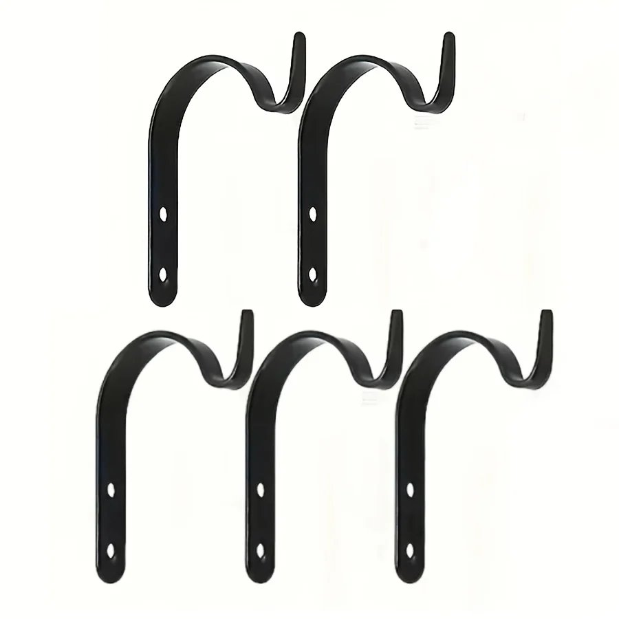 5 pieces J-type wall hooks - metal flower pot hooks - outdoor garden wall basket plant rack support for decoration