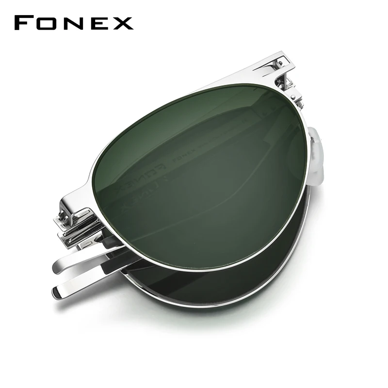 

FONEX Polarized Sunglasses Men Brand Design Portable Folding Pilot Sun Glasses for Man UV400 Shades with Nylon Lens 1025