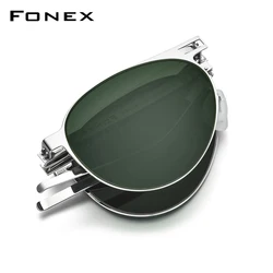 FONEX Polarized Sunglasses Men Brand Design Portable Folding Pilot Sun Glasses for Man UV400 Shades with Nylon Lens 1025