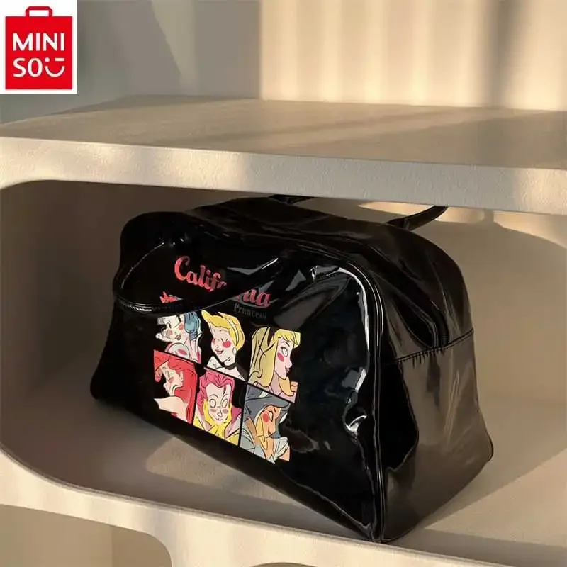 MINISO-Sac à Bagages Imprimé Princesse de Dessin Animé Disney pour Femme, Rétro, Haute Qualité, Grande Capacité, Rangement de Fitness, Sac de Voyage