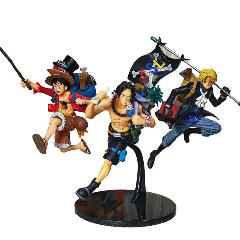 19-21cm ONE Piece Luffy Ace Sabot Action Figures Toys Japanese Anime Collectible Figurines Model Toy Fidget Figurine Kid Gift