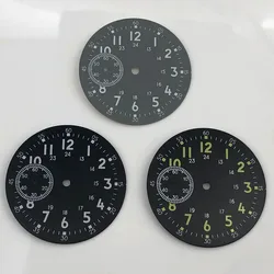 38.9mm Sterile Dial Green Luminous Fit ETA6497 Seagull ST3600 Movement Watch Parts Black Gray