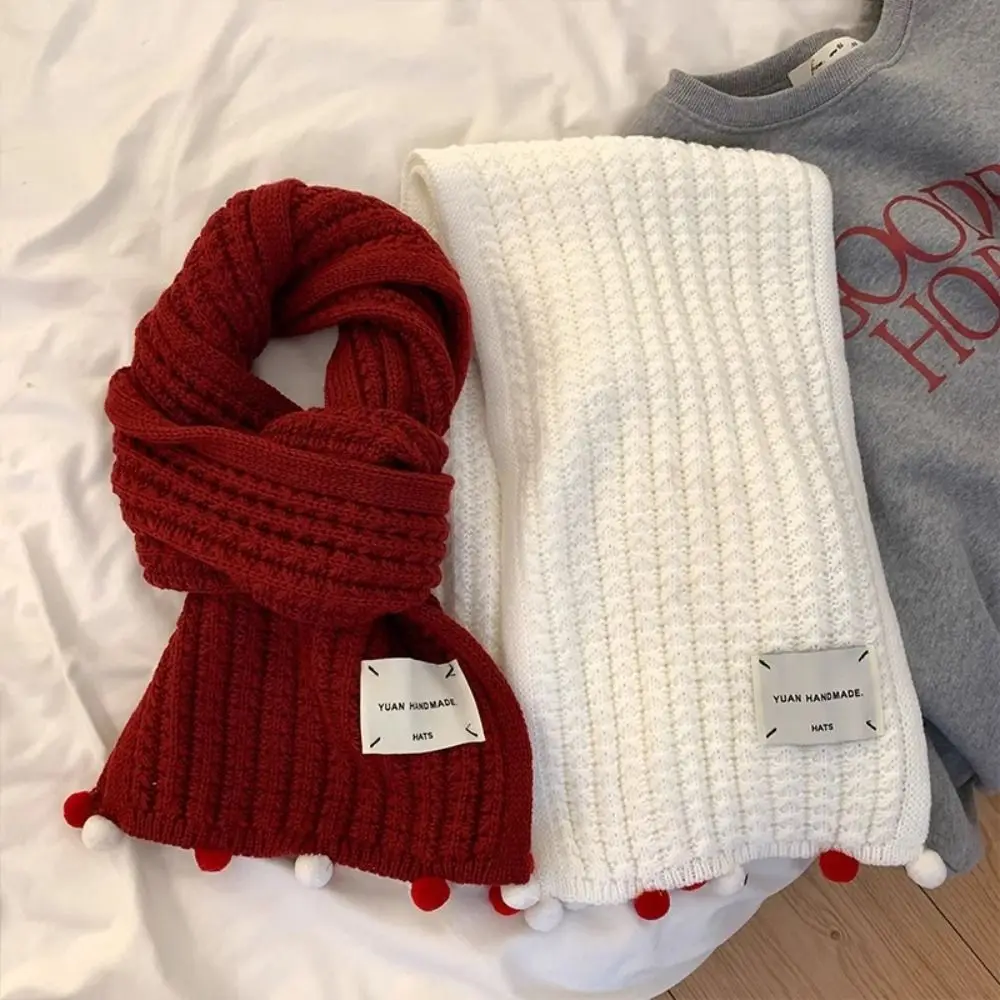 جديد الدفء الصليب وشاح أحمر صغير الكرة متماسكة وشاح رشاقته السنة الجديدة وشاح للرقبة الفتيات