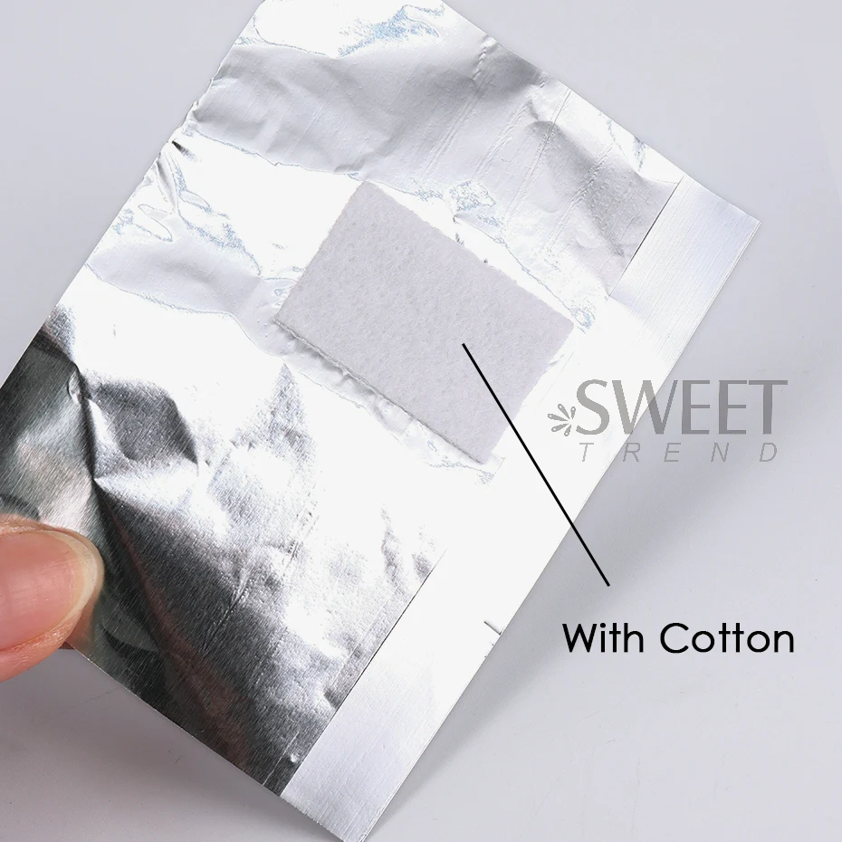 แผ่นฟอยล์อะลูมิเนียมสำหรับล้างเล็บ 50/100 ชิ้น พร้อมแผ่นสำลี สำหรับล้างยาทาเล็บ อุปกรณ์ทำความสะอาดเล็บ สำหรับทำเล็บ