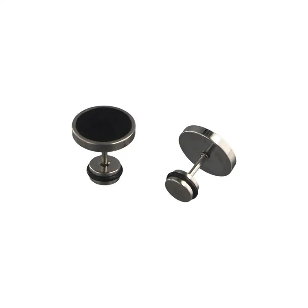 Korean Style Round Black Stud Earrings Street Wear Oil Drip Hip Hop Earring Hip Hop Stainless Steel Fashion Stud Earring Men