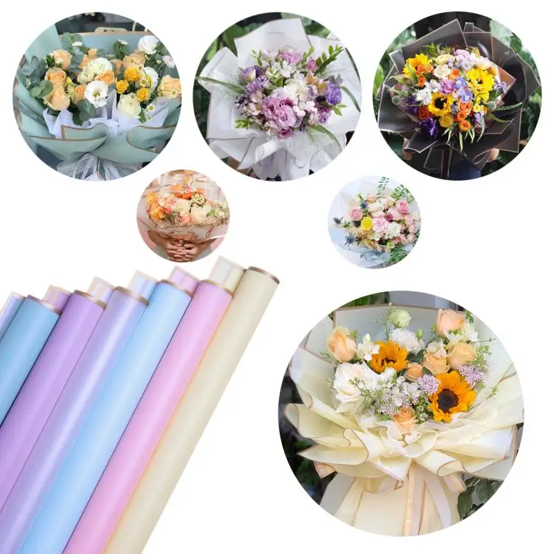 

20 листов пластиковой упаковочной бумаги с золотыми краями, водонепроницаемая желейная пленка для букета цветов, цветочная композиция в подарок своими руками, домашний декор для вечеринки