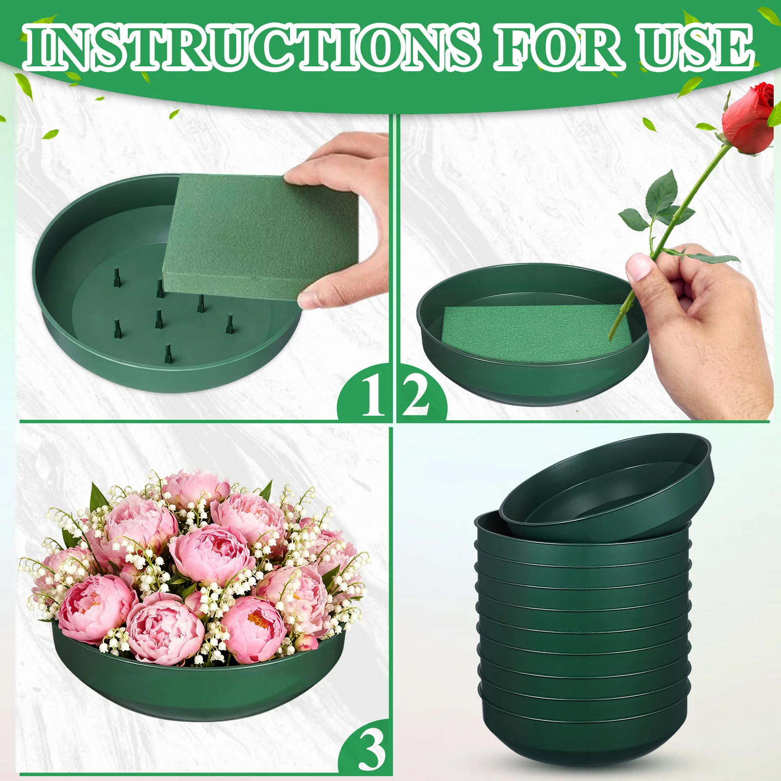 10 قطعة صينية رغوة الأزهار حامل الطين زهرة الثقيلة البلاستيك المثبتات لترتيب الزهور سهلة الاستخدام ديكور كبير الحجم