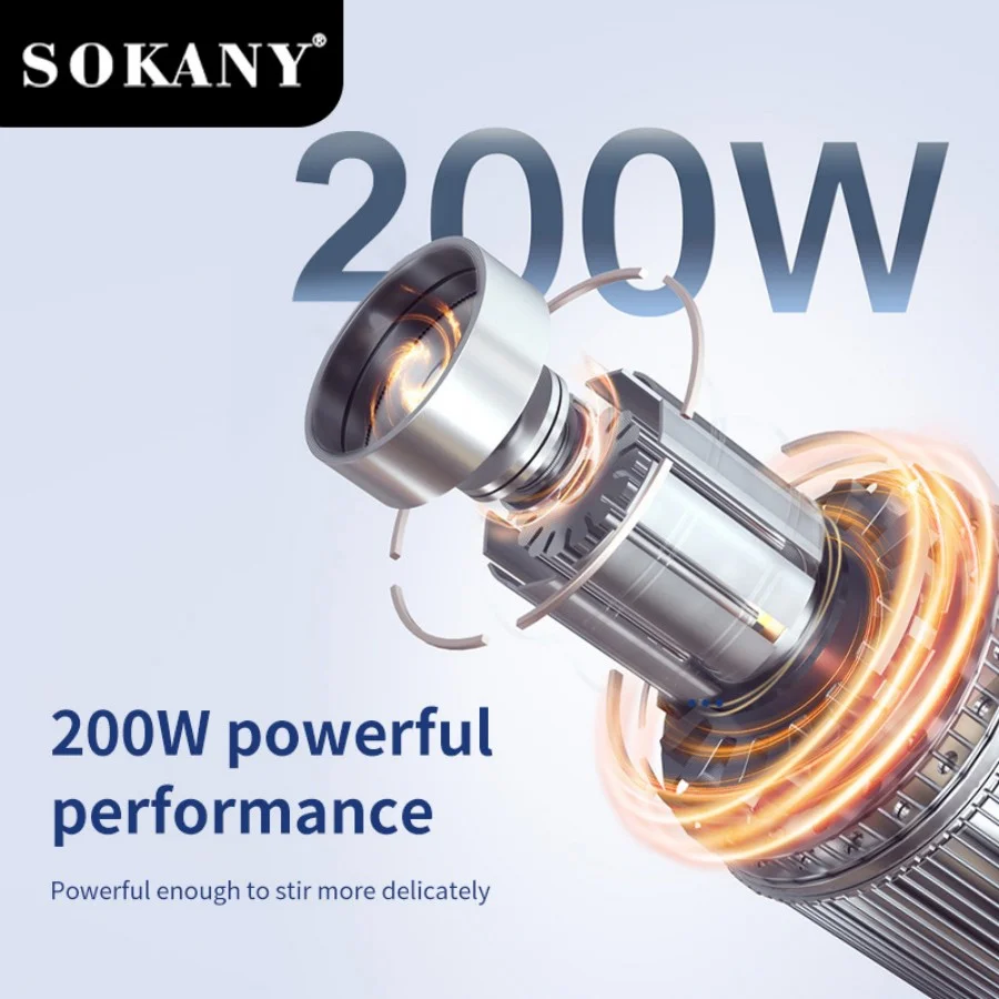 SOKANY1724 عصا الطبخ المنزلية، عصا التحريك الكهربائية، مضرب البيض المحمول متعدد الوظائف، عصارة