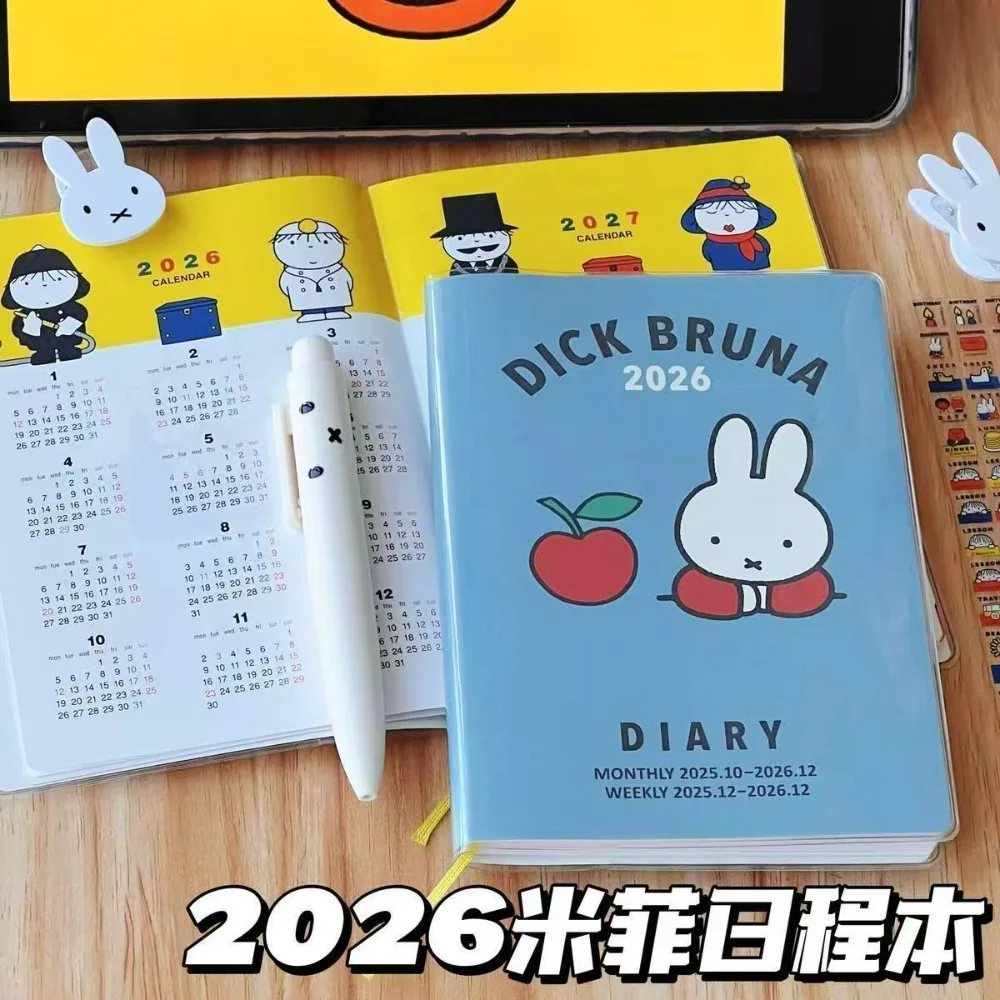 2026 Miffy Rabbit Schedule Notebook Cute Student Handnote Diary Planner Cartoon Notepad Daily Plan Record Learning Management