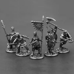 White Copper Viking Pirate Legion Soldiers Model Figures Miniatures Desktop Ornaments Vintage Metal Statue Decoration Toys Gifts