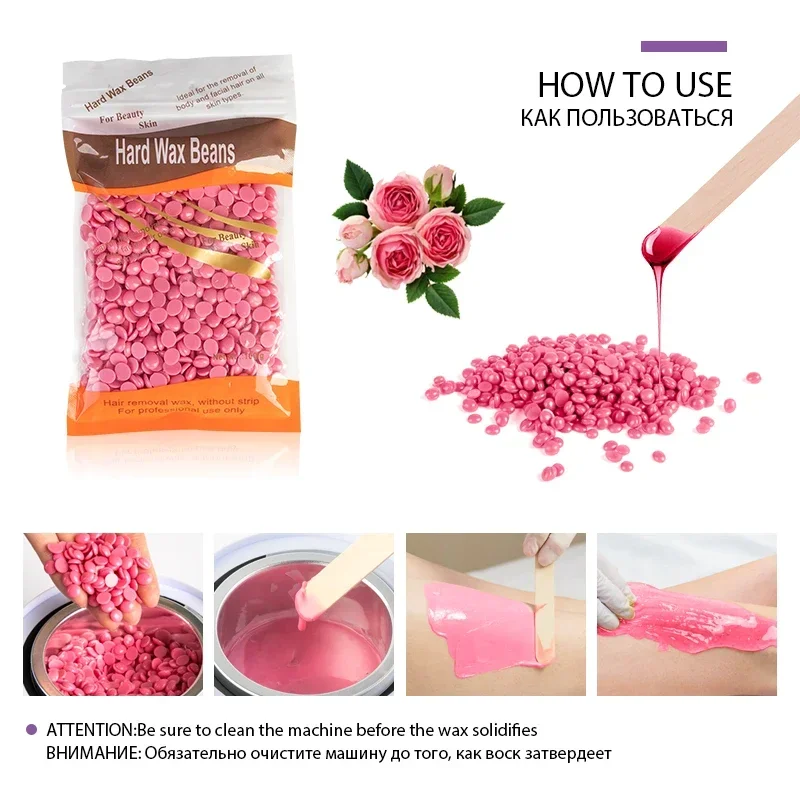 50g/Pack Hot Film Wax Beans, Hard Wax Beads for Hair Removal Bikini Arm Face Legs Unisex Painless Depilatory Wax for travel Use view 5