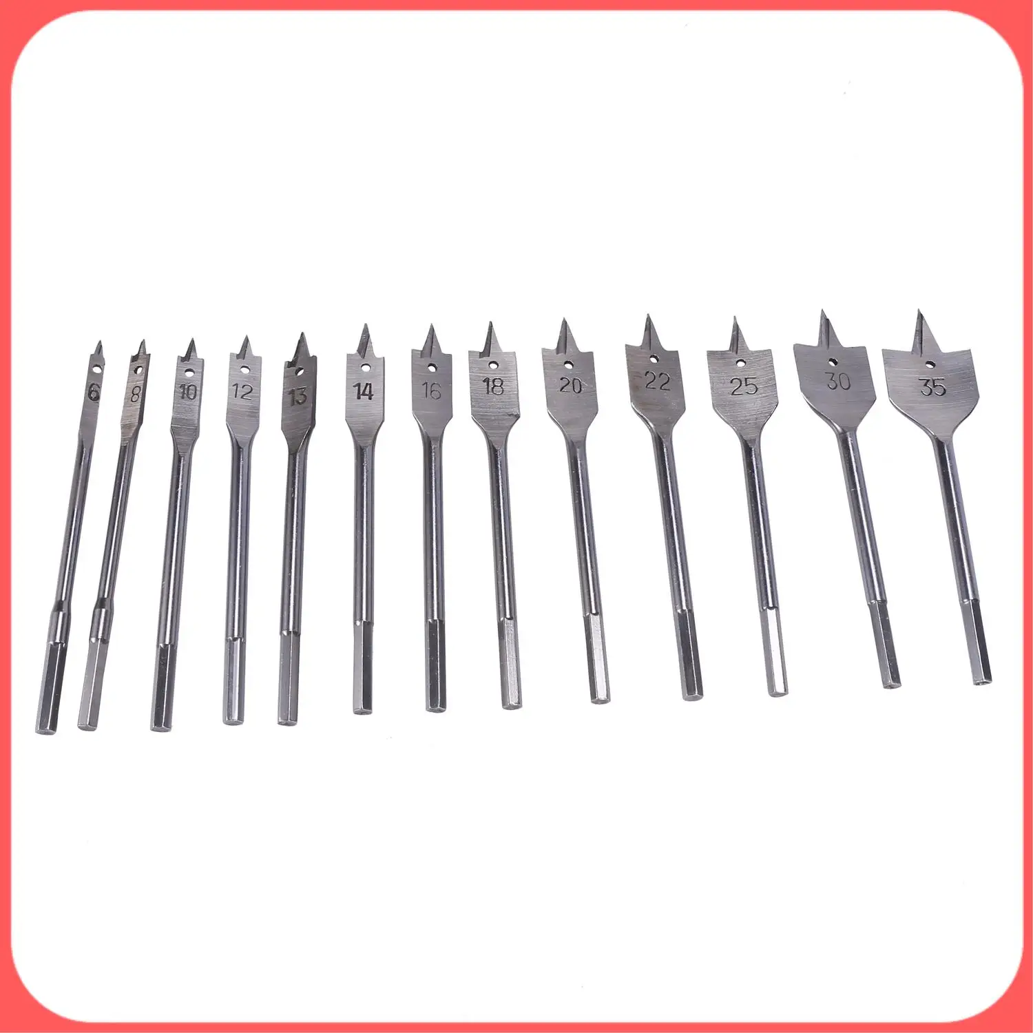 

AA89-13Pcs Flat Spade Drill Bits Set Metal Bit Kit Hex Shank Woodworking Tool Accessories