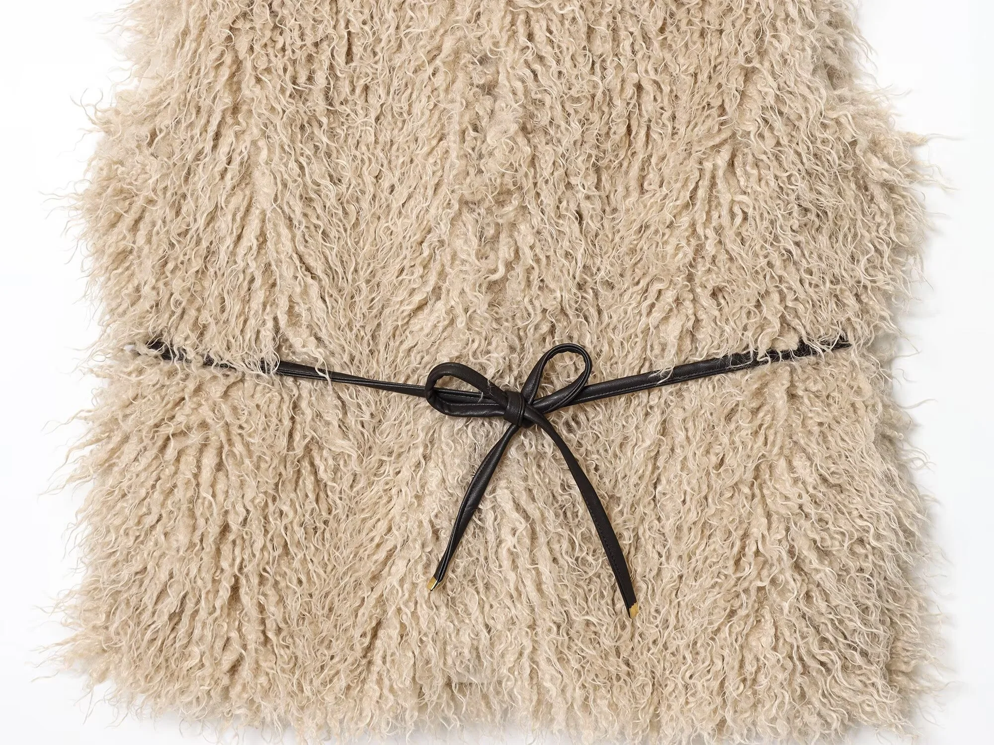 خريف جديد أزياء المرأة عارضة مزاجه بسيط جولة الرقبة بلا أكمام مع حزام سترة سترة أفخم #4