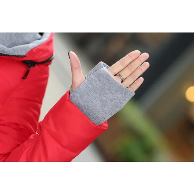 2022 Autumn Winter Slim Down Cotton Jacket Female Medium-long Thickening with A Hood Women\'s Gloves Wadded Coat Cheap Wholesale