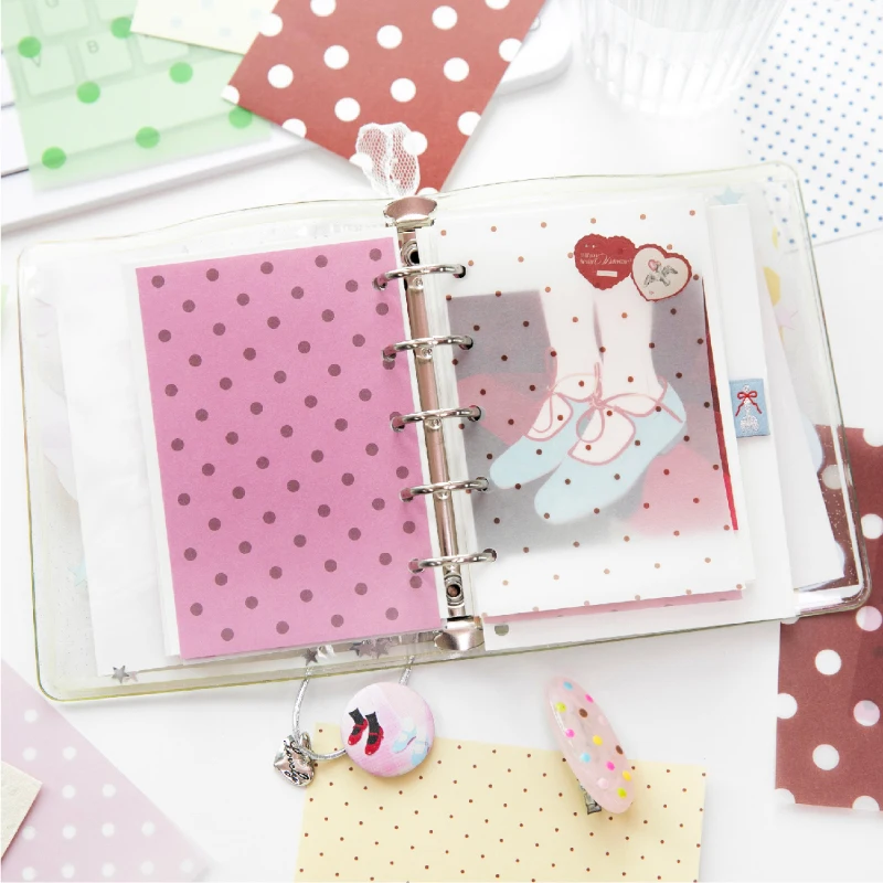 Journal GO 32pcs Polka Dot Waltz Vintage Dots Dual Material Paper Creative DIY Junk Journal Collage Scrapbooking Background diy