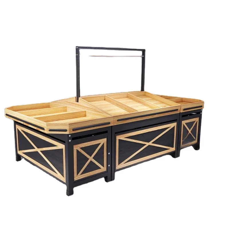 Standard wooden shelf supermarket fruit and vegetable display rack Light Duty Customized Modern wine/alcohol shelving