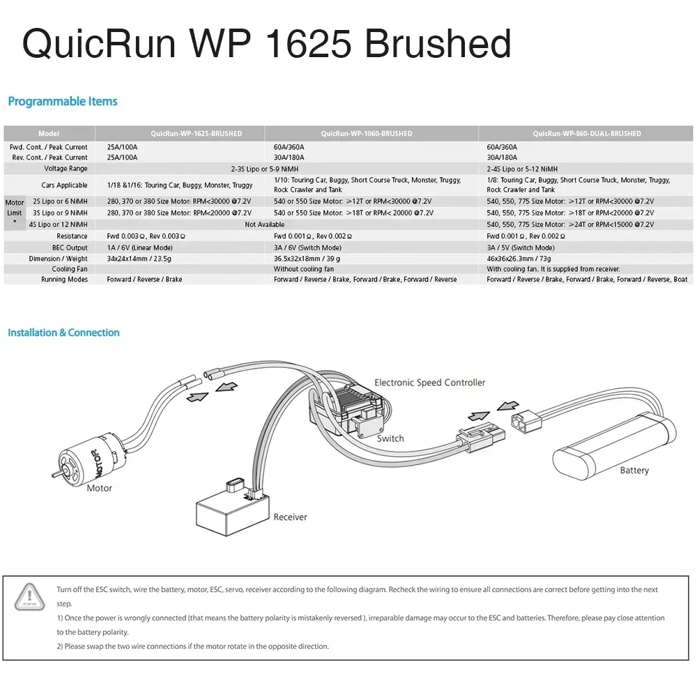 Hobbywing Quirun Wp 1625 25a Geborsteld Esc Waterdicht Voor 1/16 1/18 Rc Touringcar Buggy Monster Truck Crawler 280 370 380 Motor
