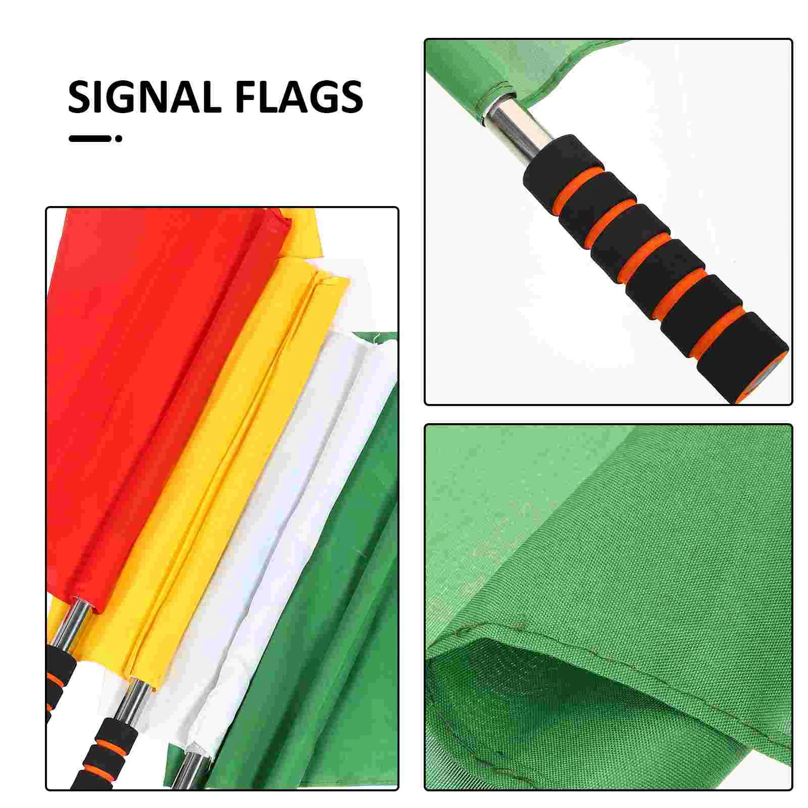 4 Pcs Referee Flag Soccer Flags Sports Equipment Stainless Steel Football Match Signal Colored Racing Conducting Polyester