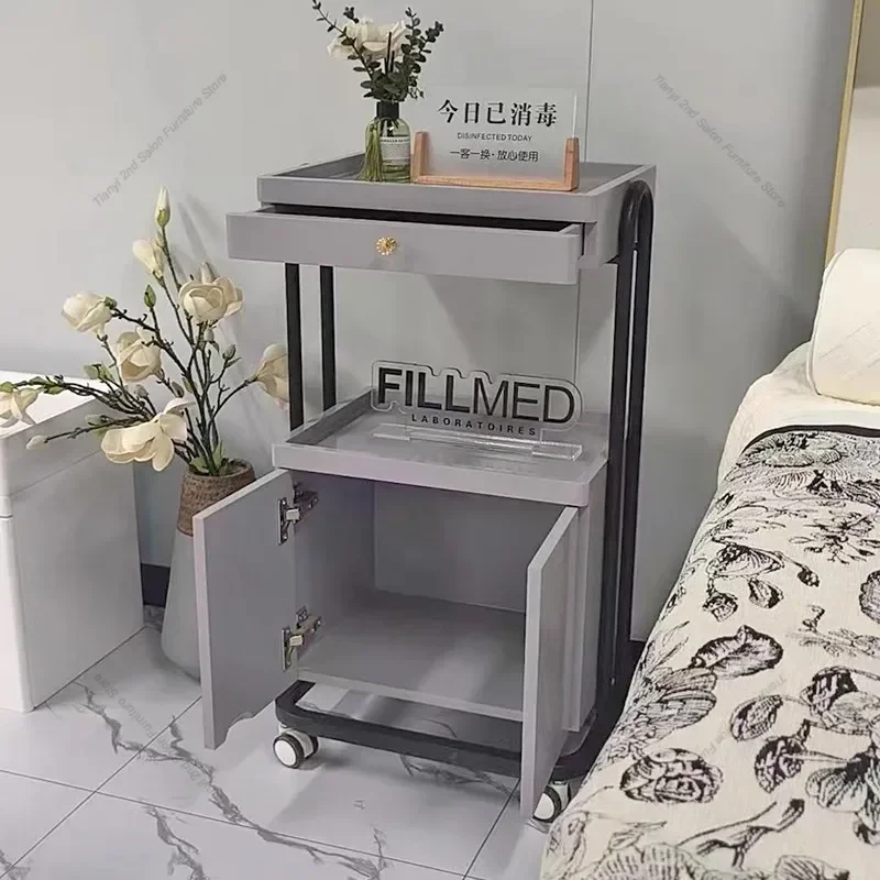 Beauty Salon Skin Management Trolley Cart Multifunction Storage Shelf Utility Salon Trolley Hotel Salon Furniture Kosmetik FYST