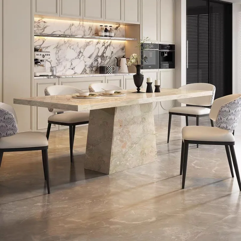 Designer Modern Pastoral Rectangle Monet Garden Slate Dining Table 2025 New Island Table Dining Table