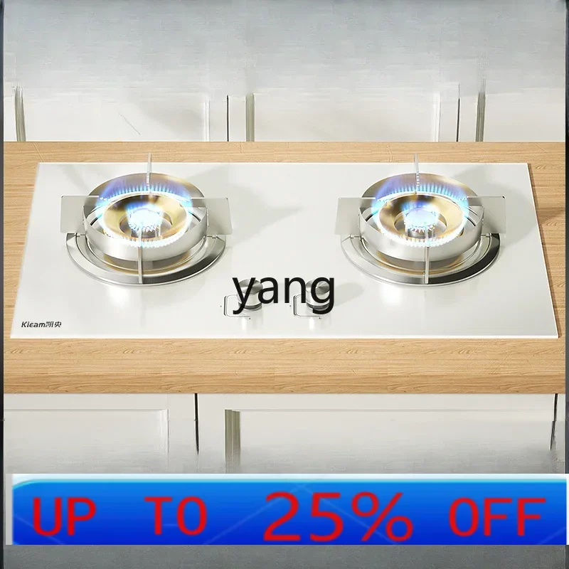 

CX White Glass Gas Stove Household Embedded Double Burner Natural Gas Stove
