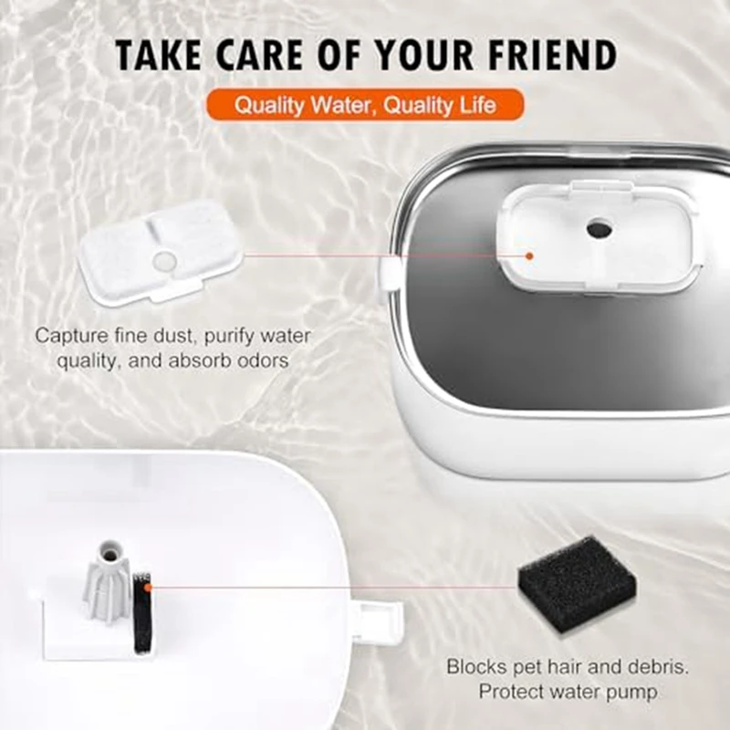 High-end Pet Fountain Filters for PETLIBRO Dockstream Cat Water Fountain PLWF005/PLWF105/PLWF115 (2.5L/84Oz), Triple Filtration