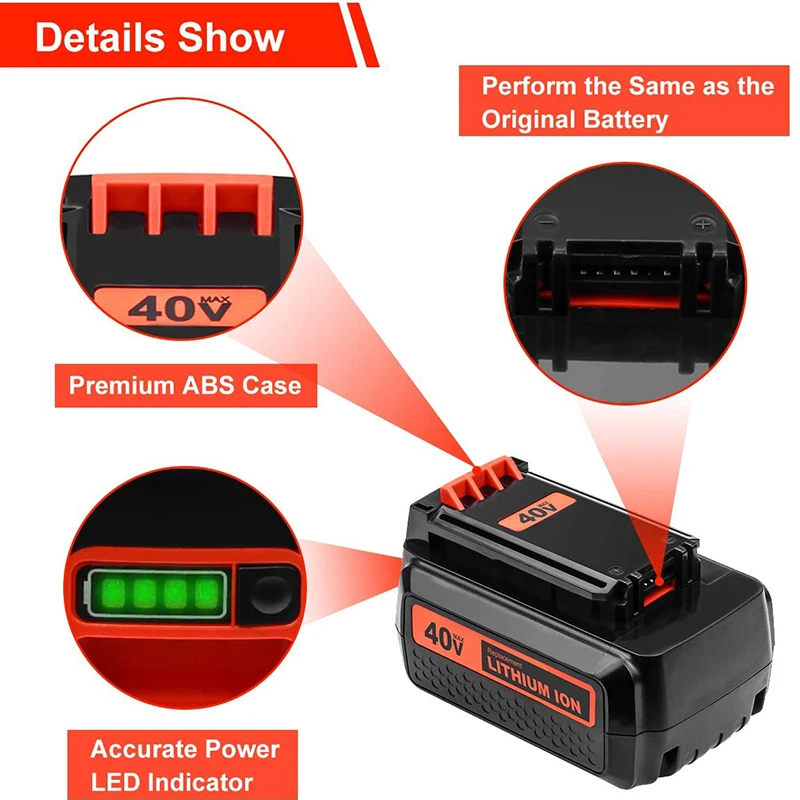LBX2040 For Black and Decker 40V/36V 3000mAh Li-ion Rechargeable Power Tool Battery LBXR36 BL2036 LBX2040 LST136,LST420,LST220
