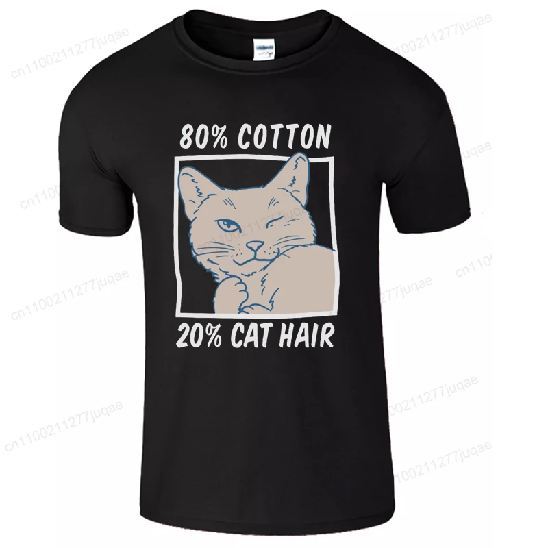 80% Cotton 20% Cat Hair Graphic Y2k tee Tops for Men Summer Short Sleeve Tees Fashion Harajuku Streetwear Men's T-Shirt Clothes