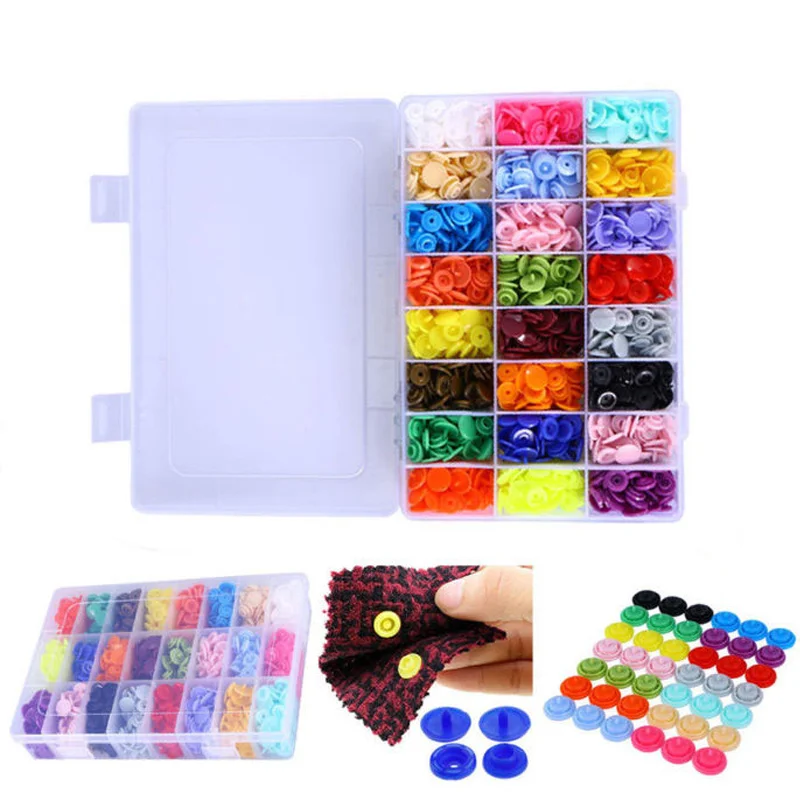 

360 set T5 Plastic Fasteners 24 Rainbow Colors Storage Box For Clothing Diaper Craft Sewing Projects Snap Fastener Kit Clothes