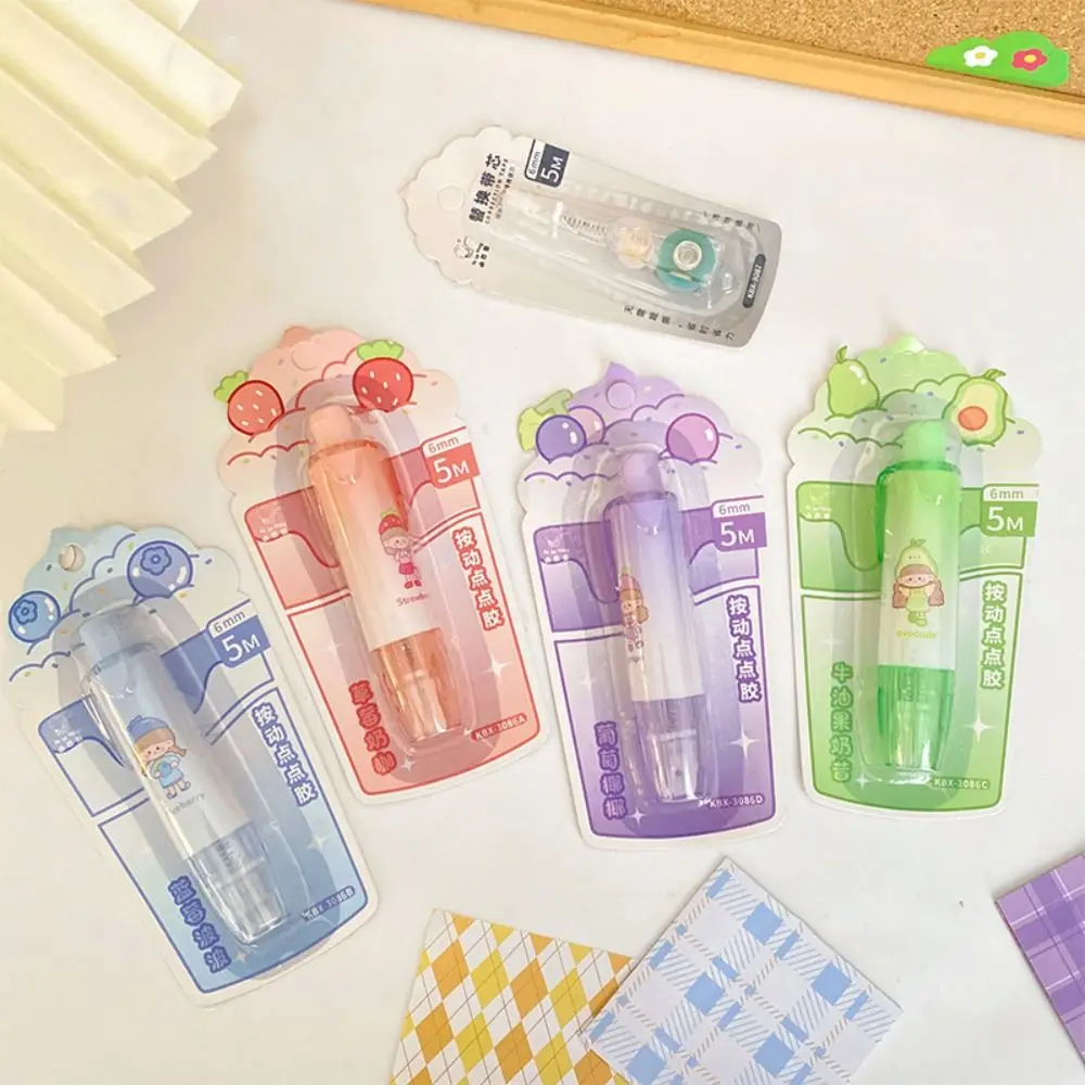 DIY Scrapbooking Glue Tape Replaceable Core Pen Shape Double Sided Adhesive Press Type Glue Tape Dispenser Student Stationery