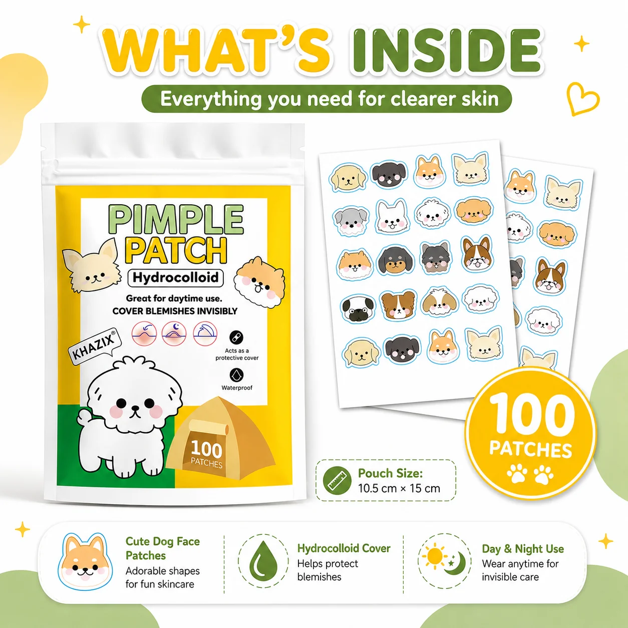100pcs Cartoon acne patch, cute cat-shaped facial concealer acne patch, safe, non-toxic, gentle and non-irritating