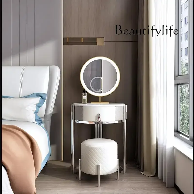 

Light Mirror Vanity Table Drawers Storage Stool Luxury Dressing Table Decor Bedroom Luxury Coiffeuse De Chambre home Furniture