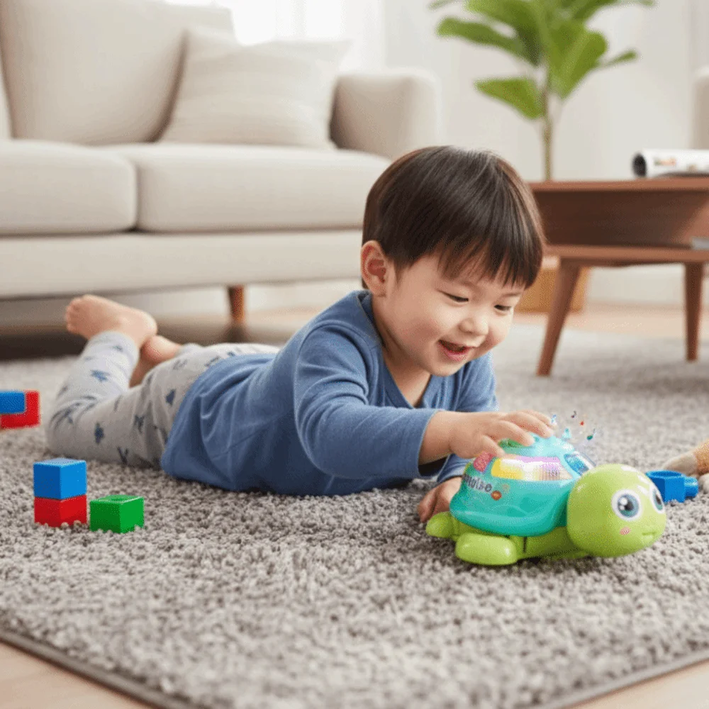 ألعاب السلحفاة الزاحفة الموسيقية البلاستيكية محاكاة تفاعلية وضع البيض ألعاب السلحفاة مجموعة متعددة الوظائف ألعاب السلحفاة الموسيقية