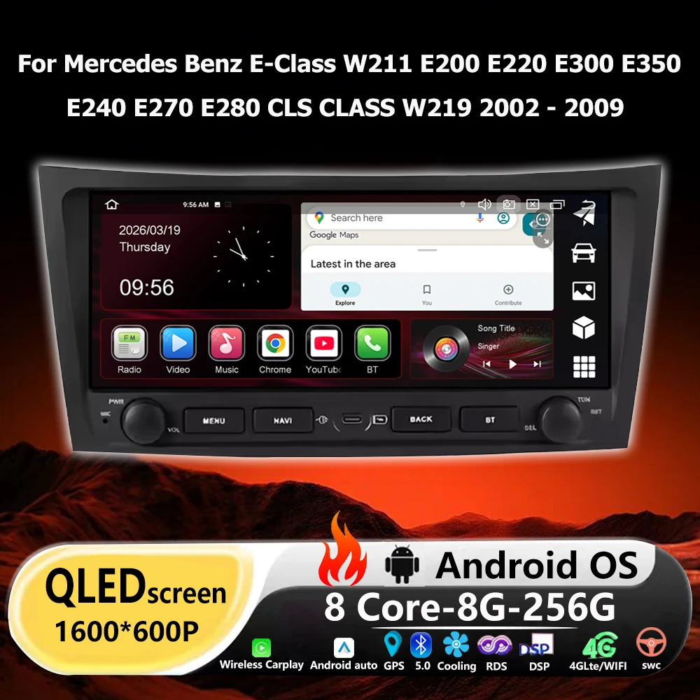 Для Mercedes Benz E-Class W211 E200 E220 E300 E350 E240 E270 E280 CLS CLASS W219 2002-2009 Android 16 Автомобильный Мультимедийный Плеер с WIFI