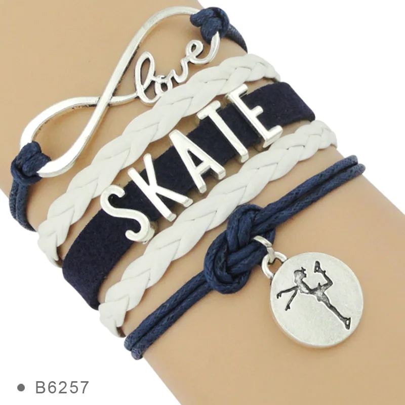 Figure Skating Skate Bracelets Infinity Love Sport Charm Handmade Jewelry Women Girl Drop Shipping Gift