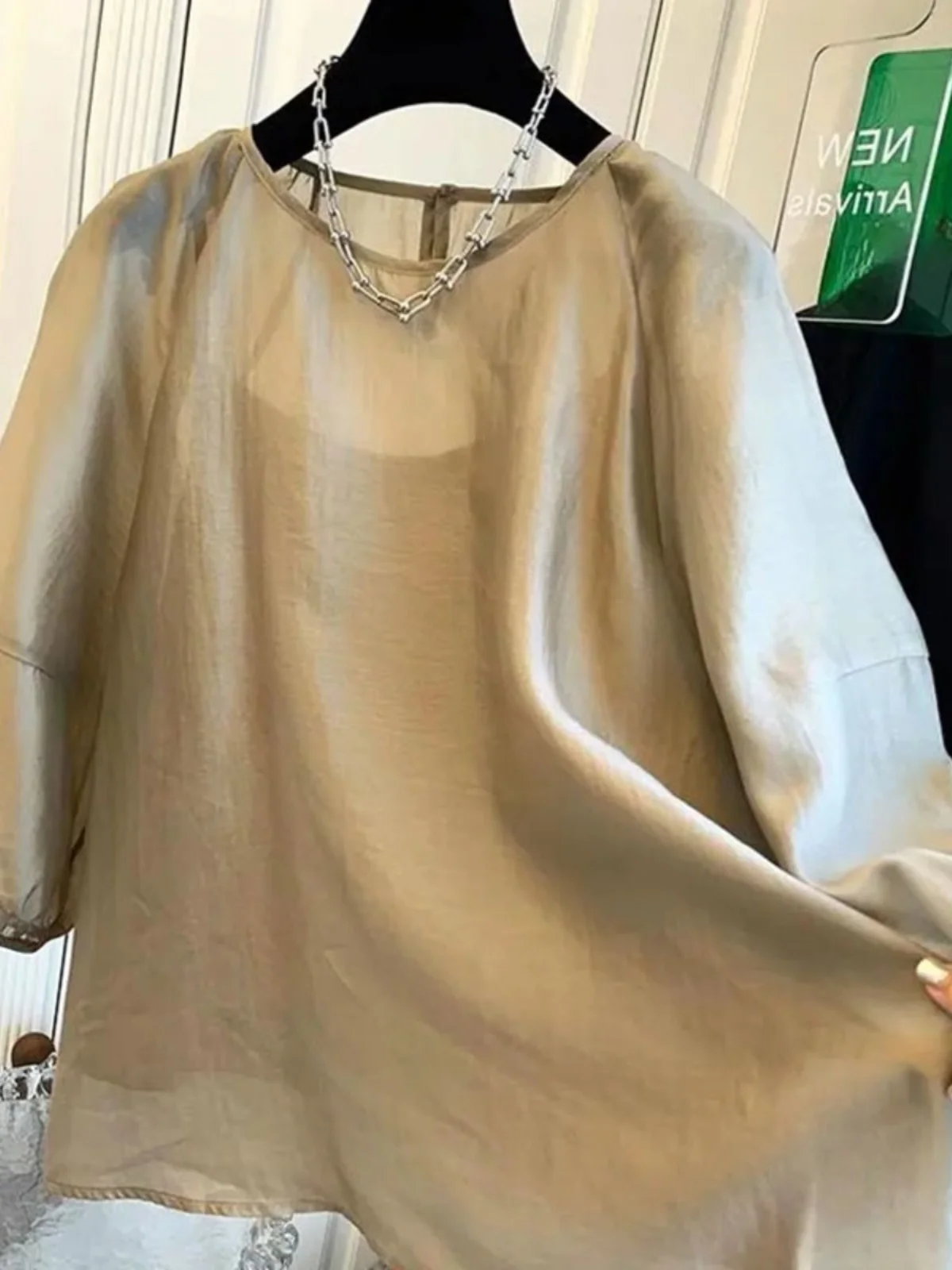 

Elegant Bubble Sleeve Shirt Top Women's Loose Casual Design Spring 2025 New Fashion Set Casual Long Sleeve Upper Body