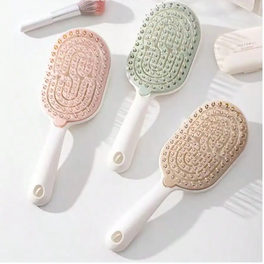 

1 Piece Women's Self-Cleaning Anti- Rib Comb, Prevents Hair Tangling, Easy To Clean, Wet/Dry Use, Portable Massage Hairbrush, ABS Material, Macaron Color Hair Styling Air Cushion Comb