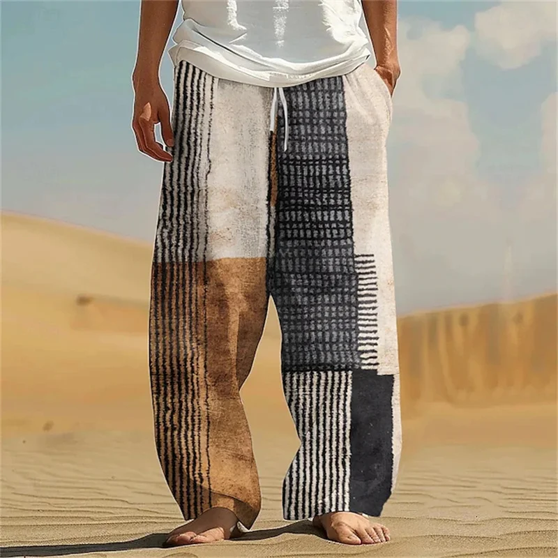 New Summer Men's Casual Pants Stylish Trendy Beach Shorts Lightweight Elastic-Waist Sports Pants Drawstring Pants