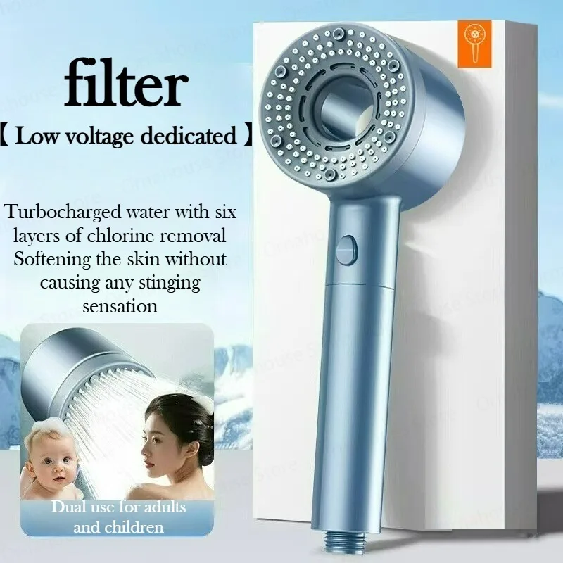 

5 Modes Hollow Shower Head High Pressure Water Saving Massage Portable Filter Shower Hook Hose Bathroom Accessories
