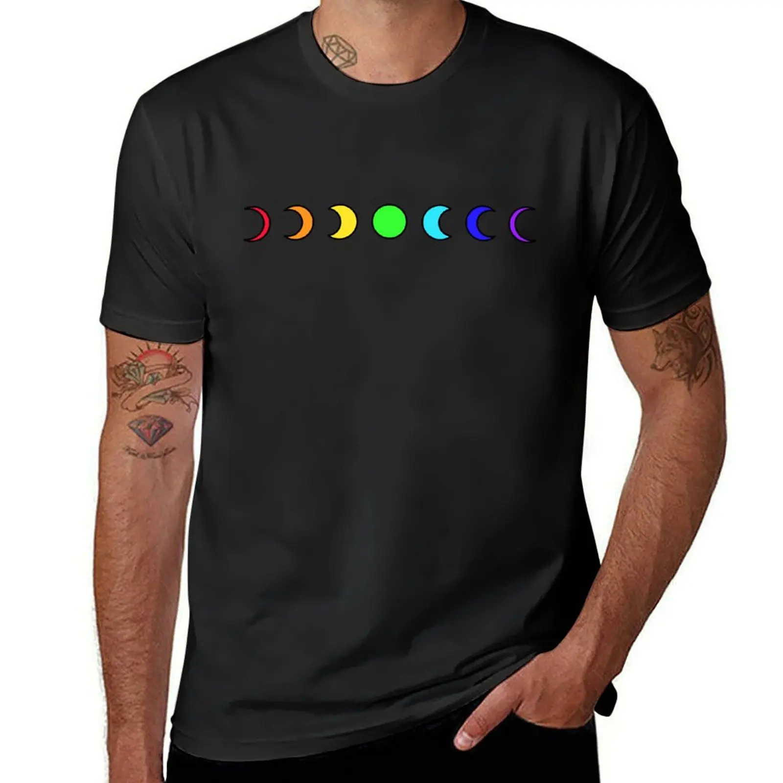 Moon phase rainbow T-Shirt sweat aesthetic clothes boys whites boys animal print t shirts men