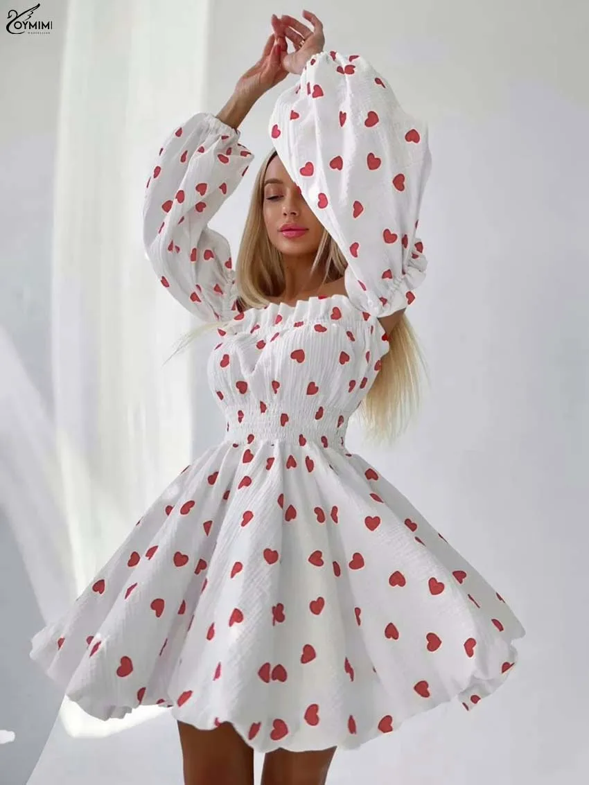 

Oymimi Elegant White Cotton Women's Dress Fashion Strapless Print Open Back Dresses Casual High Waist Pleated Mini Dress Female