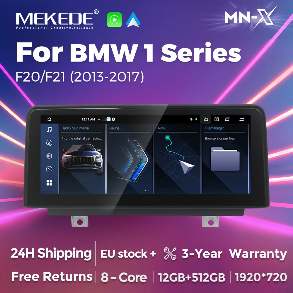 Autoradio Android 14 Mekede 12G+512G 8 cœurs pour BMW Série 1 et 2 F20 F21 F22 F23 2013 - 2017, Carplay sans fil, systèmes intelligents