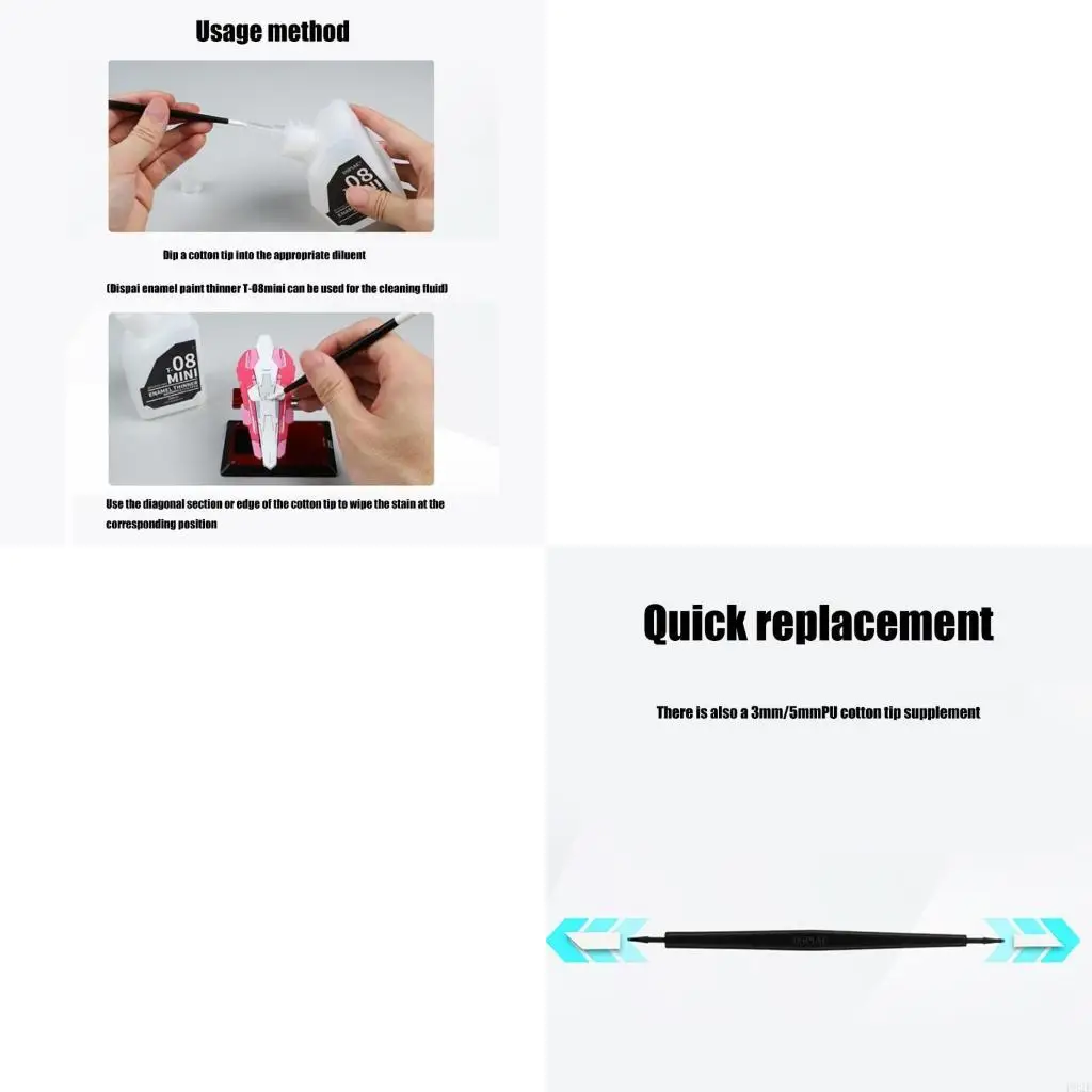 

P82E Высоко впитываемость хлопковые наконечники очиститель для модельной живописи и эффектов старения