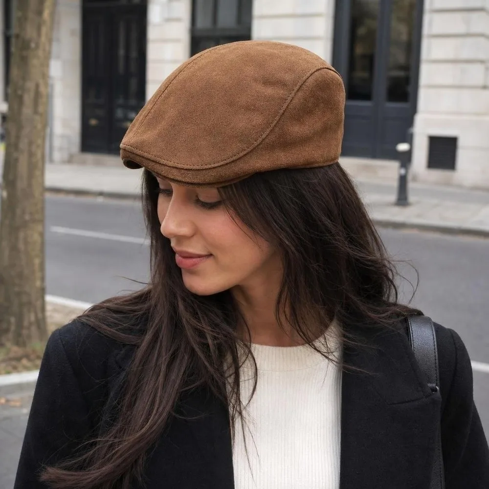Fashion Solid Color Suede Newsboy Cap Vintage Style Soft Winter Forward Hat All-match Warm Retro Flat Cap Travel