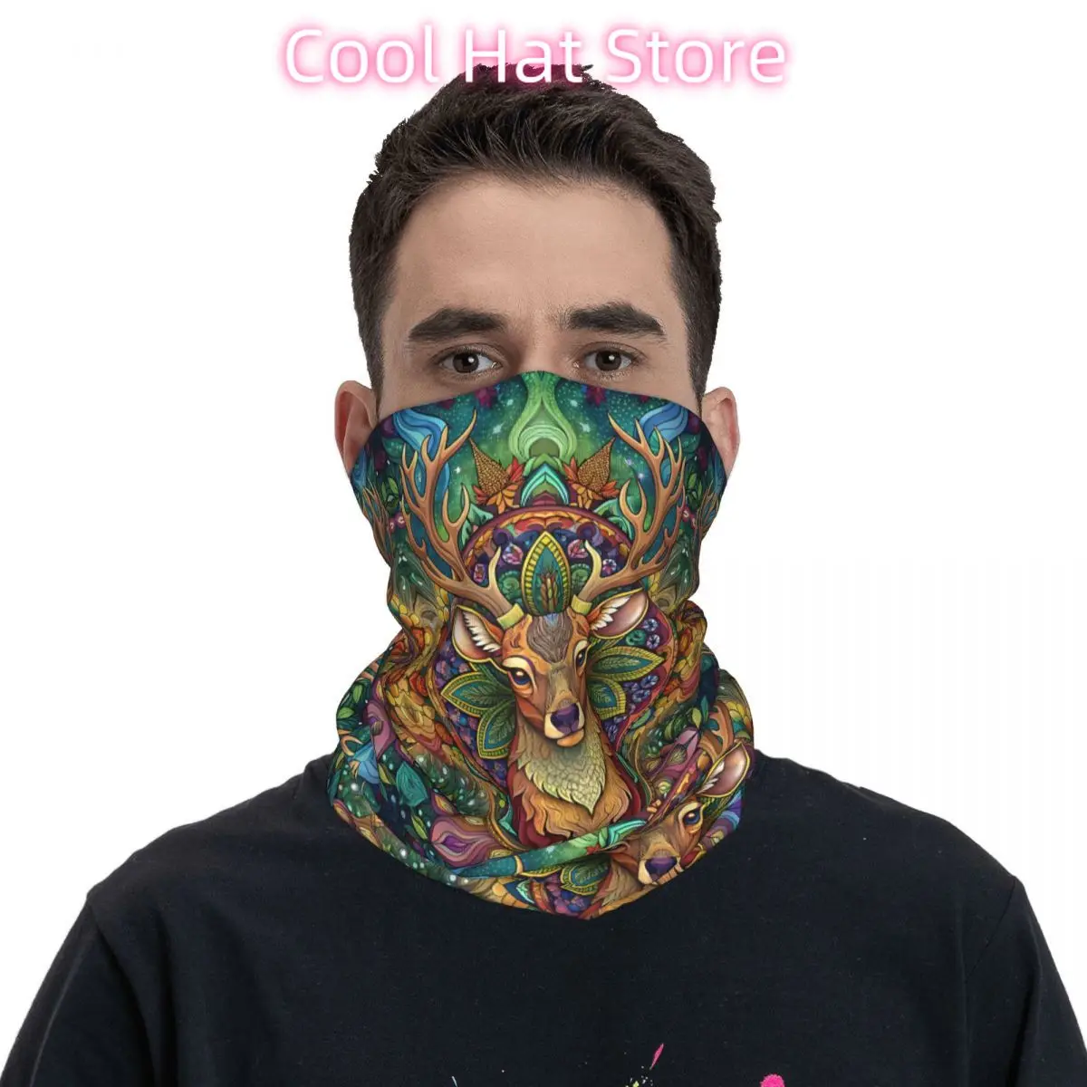 وشاح أبيض للرقبة من DEER Mandala Bandana، أغطية رأس متعددة الاستخدام لصيد الأسماك للجنسين والكبار في الشتاء #3