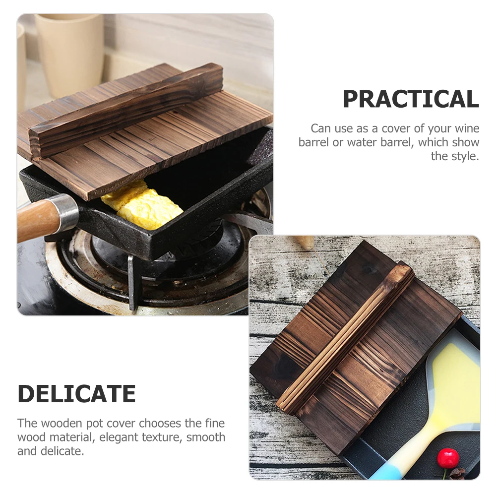 

Japanese Wooden Pot Lid Skillet Fried Egg Pan Cover Bbq Wok Lid Household Kitchen Tool Anti Oil Splashing Wood Fryer Protector